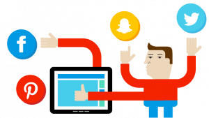 kleurrijke illustratie met sociale media iconen