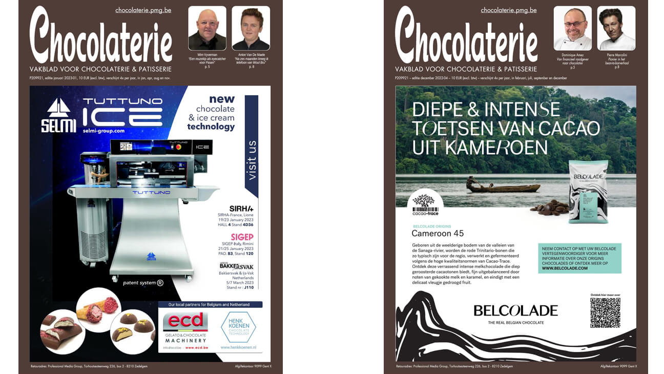 Covers van het magazine 'Chocolaterie'