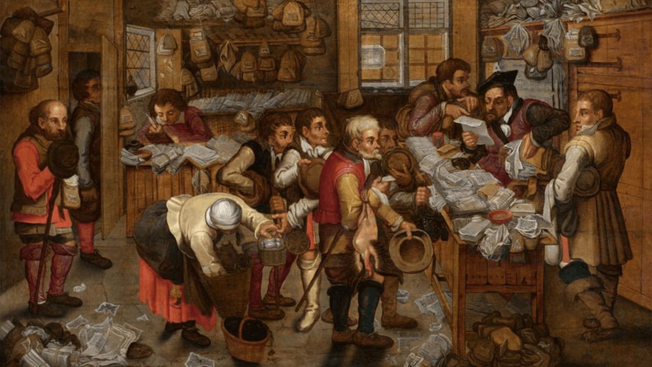 Schilder Pieter Bruegel the Younger - De Boerenadvocaat - Circa 1616