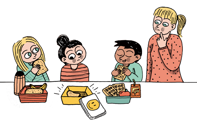 illustratie van kinderen met brooddoos