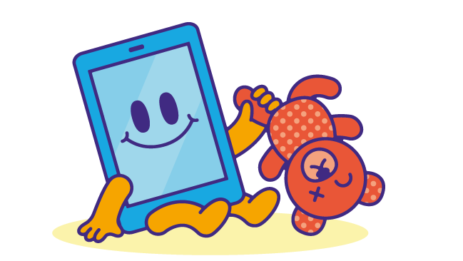 mediawijsheid voor kleuters: illustratie met smartphone-kleuterfiguurtje