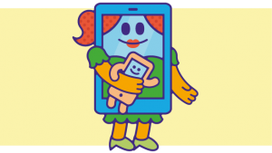 illustratie met smartphone-ouderfiguurtje