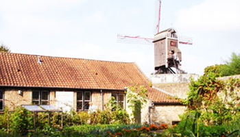 buitenkant museum met molen