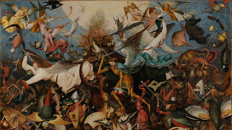 Schilderij 'de val van de opstandige engelen' van pieter brueghel