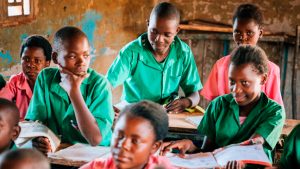Leerlingen in klas in Zambia
