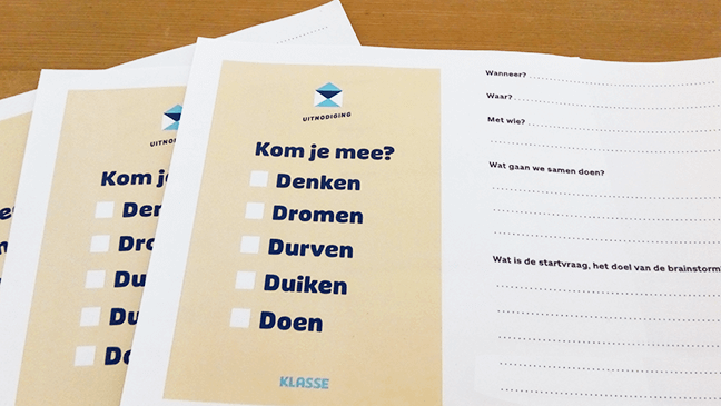 Uitnodigingskaartje voor brainstorm