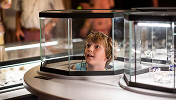 Jongen in het diamantmuseum