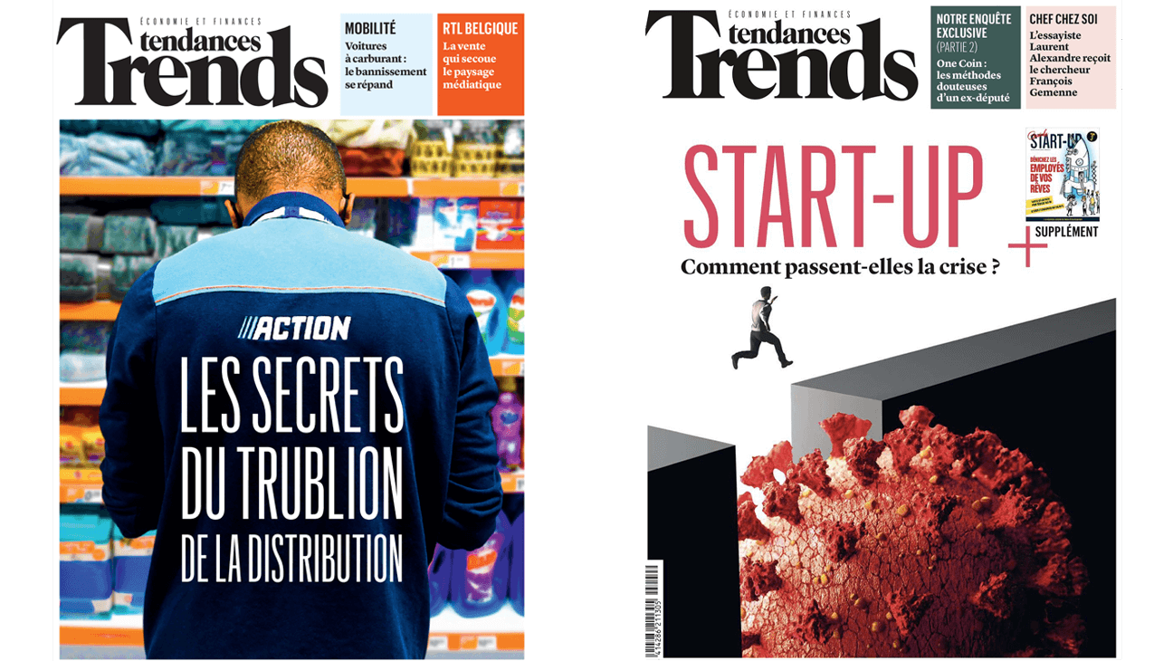 2 covers van het tijdschrift 'Trends Tendances'
