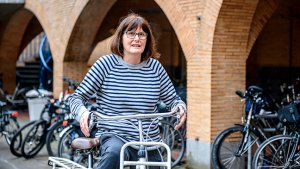 Marleen Metens op de fiets