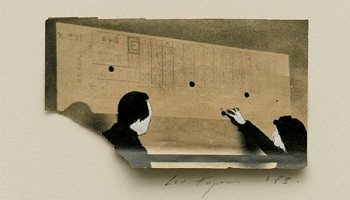 inkt en gouache op tijdschriftfragment