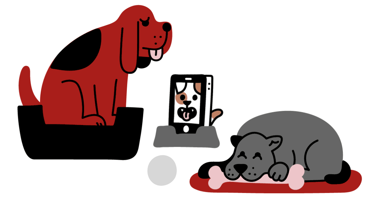 twee honden en smartphone als hond