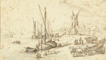 tekening van boot op water