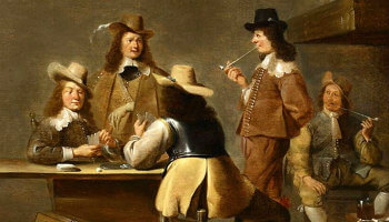 schilderij met mannen die kaartspelen