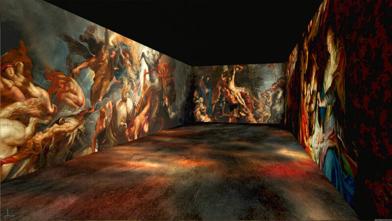 grote projectie van schilderijen