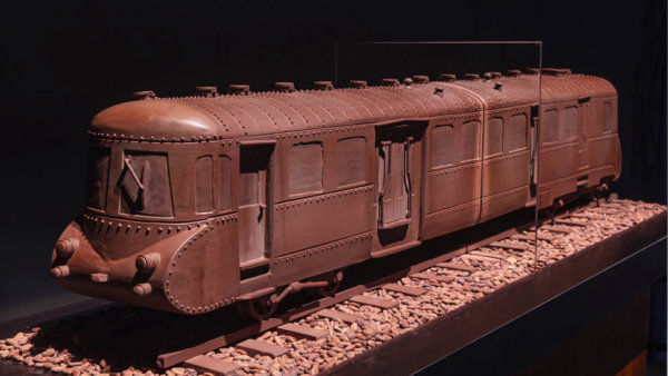 trein gemaakt uit chocolade