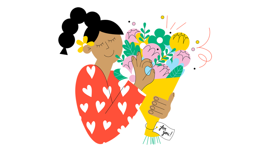 Bedankt - Vrouw met bloemen