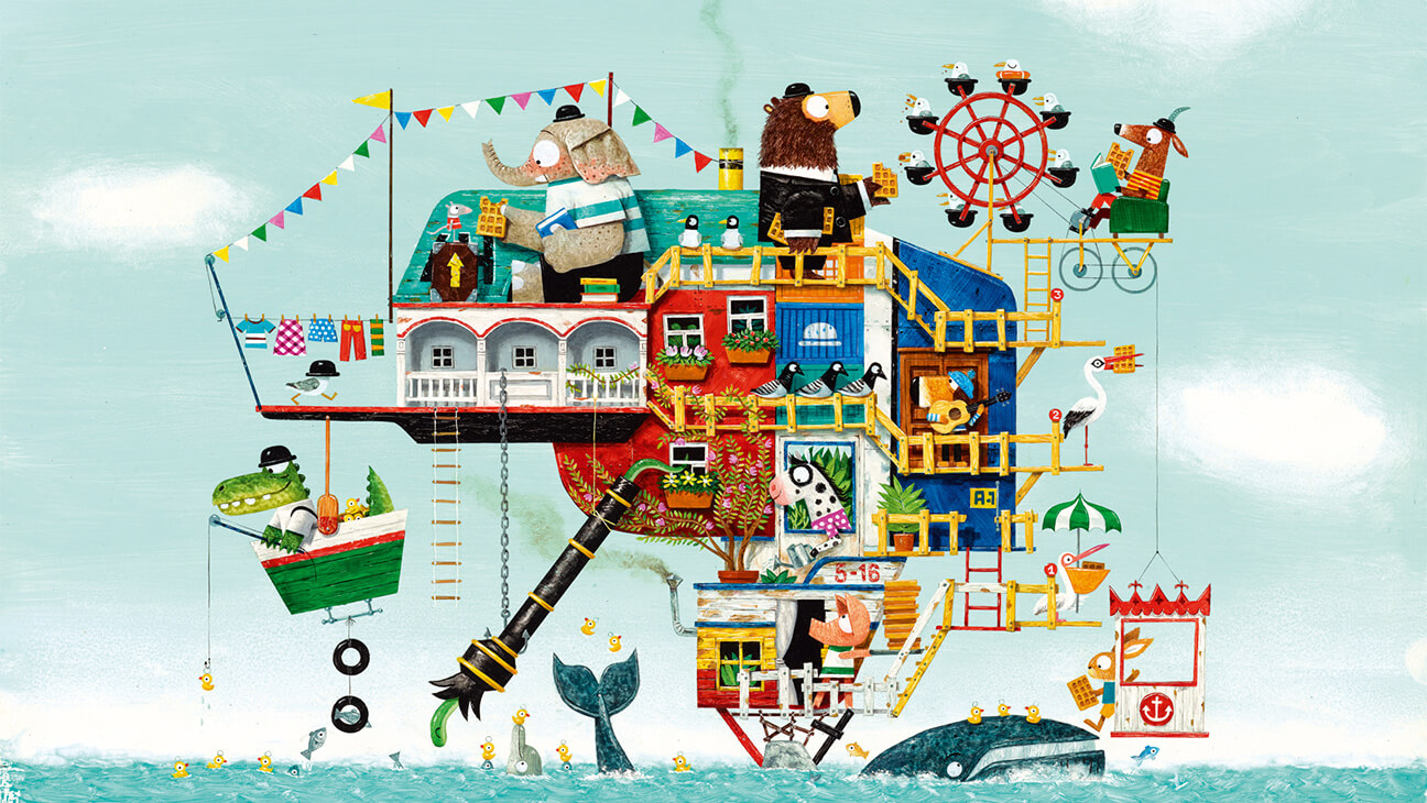 Illustratie: Leo Timmers. Uit: Het eiland van Olifant, Querido