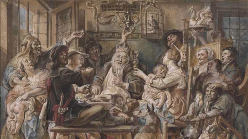 Schilderij van Jacob Jordaens: 'de koning drinkt'