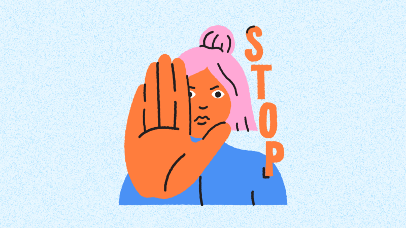 Illustratie vrouwelijke leraar die stop zegt