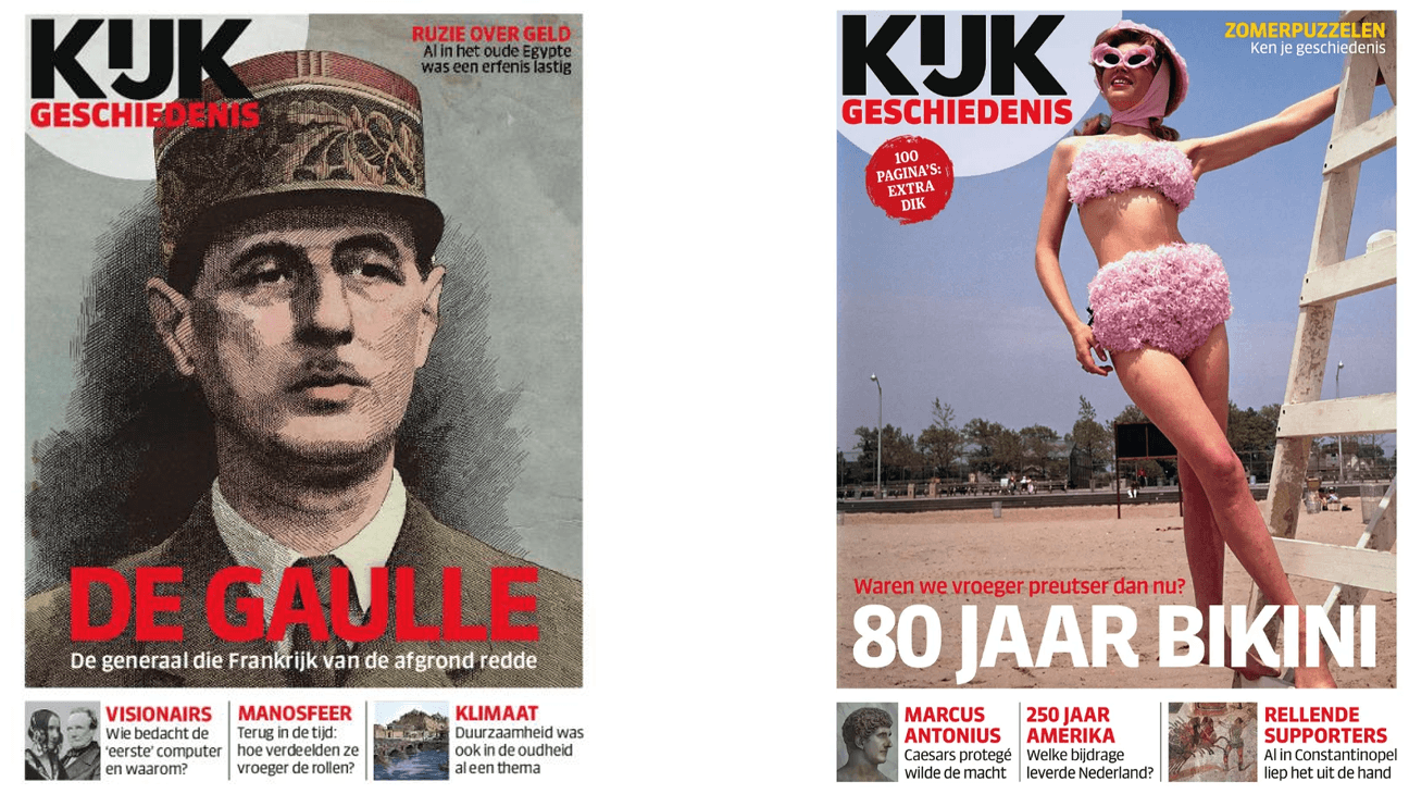 2 covers van het magazine 'kijk geschiedenis'