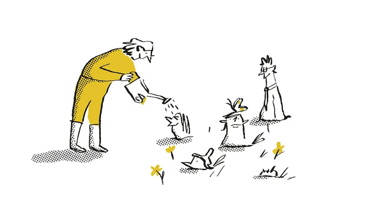 Illustratie persoon met gieter - Groeistof