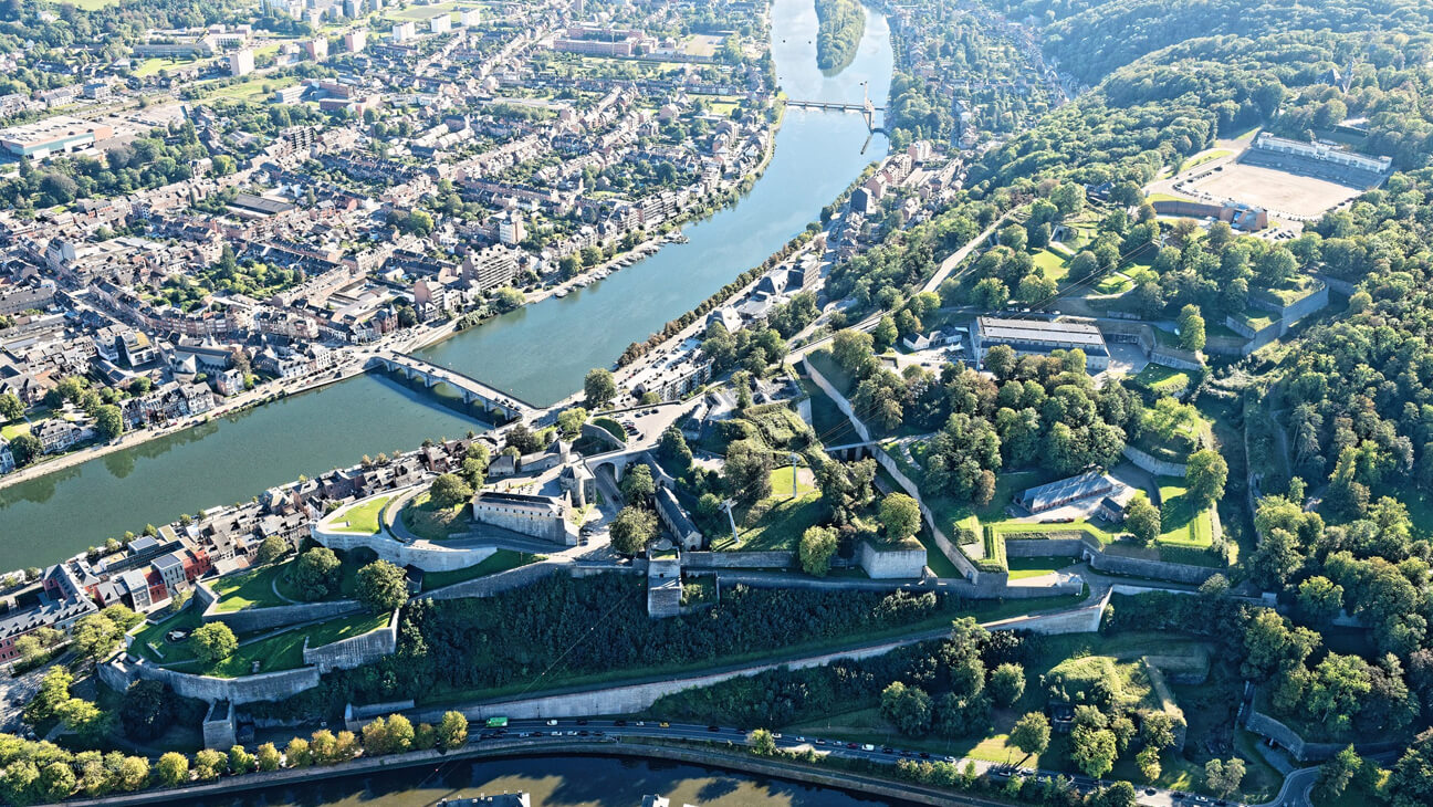 Foto van uit de lucht van de citadel van Namen