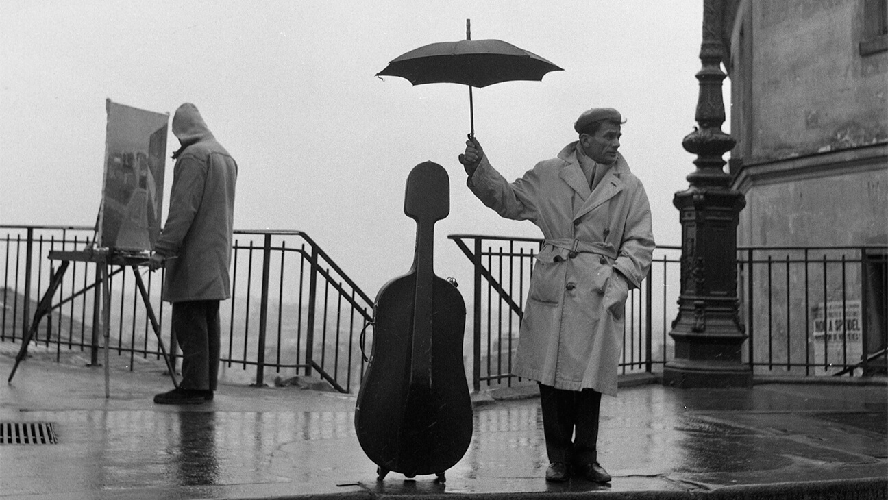"Le violoncelle sous la pluie", Paris, 1957