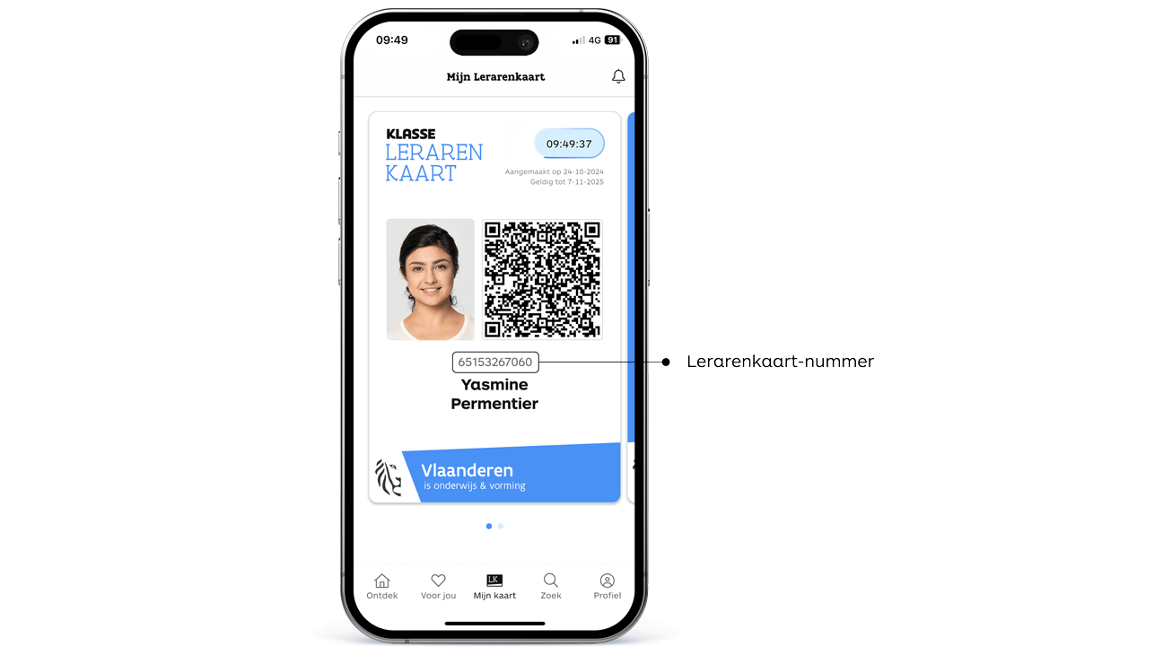 Waar vind ik mijn Lerarenkaart-nummer in de Lerarenkaart-app