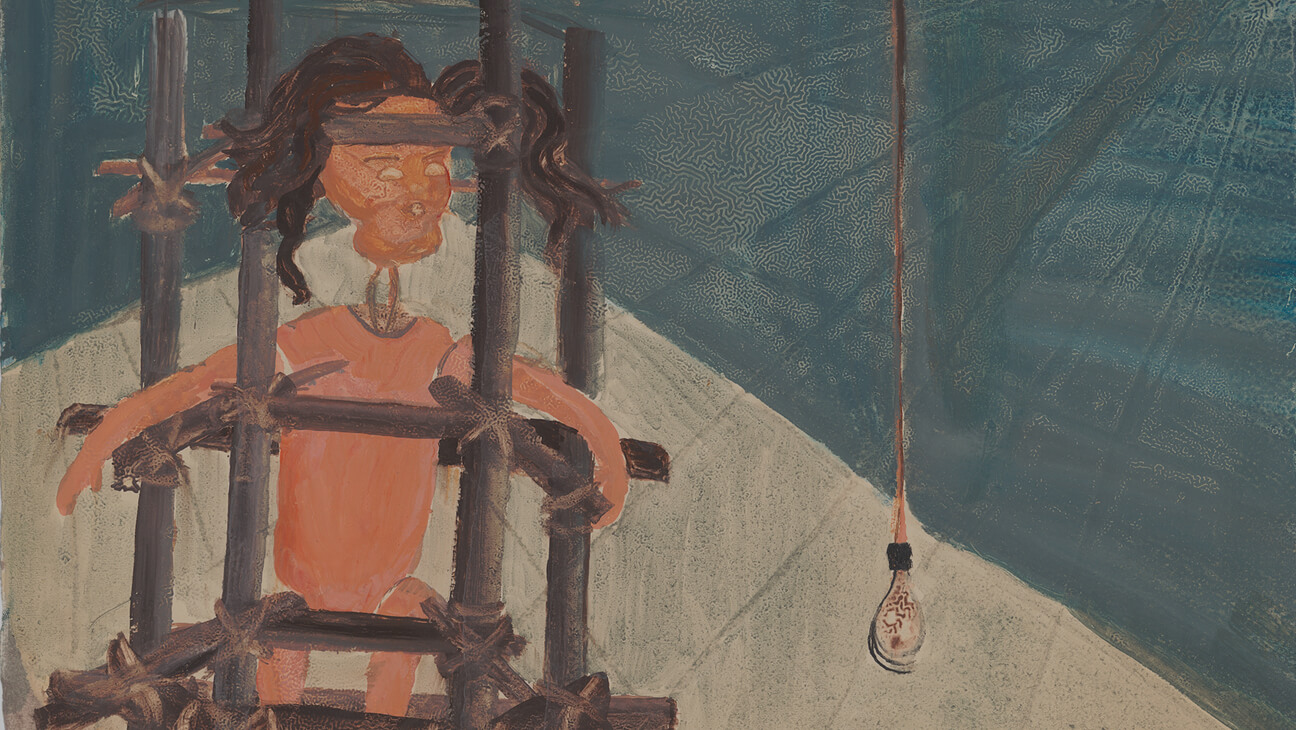 Monique Gies, Zonder titel, s.d., acrylverf op papier, 27 x 37 cm. Privécollectie, Parijs