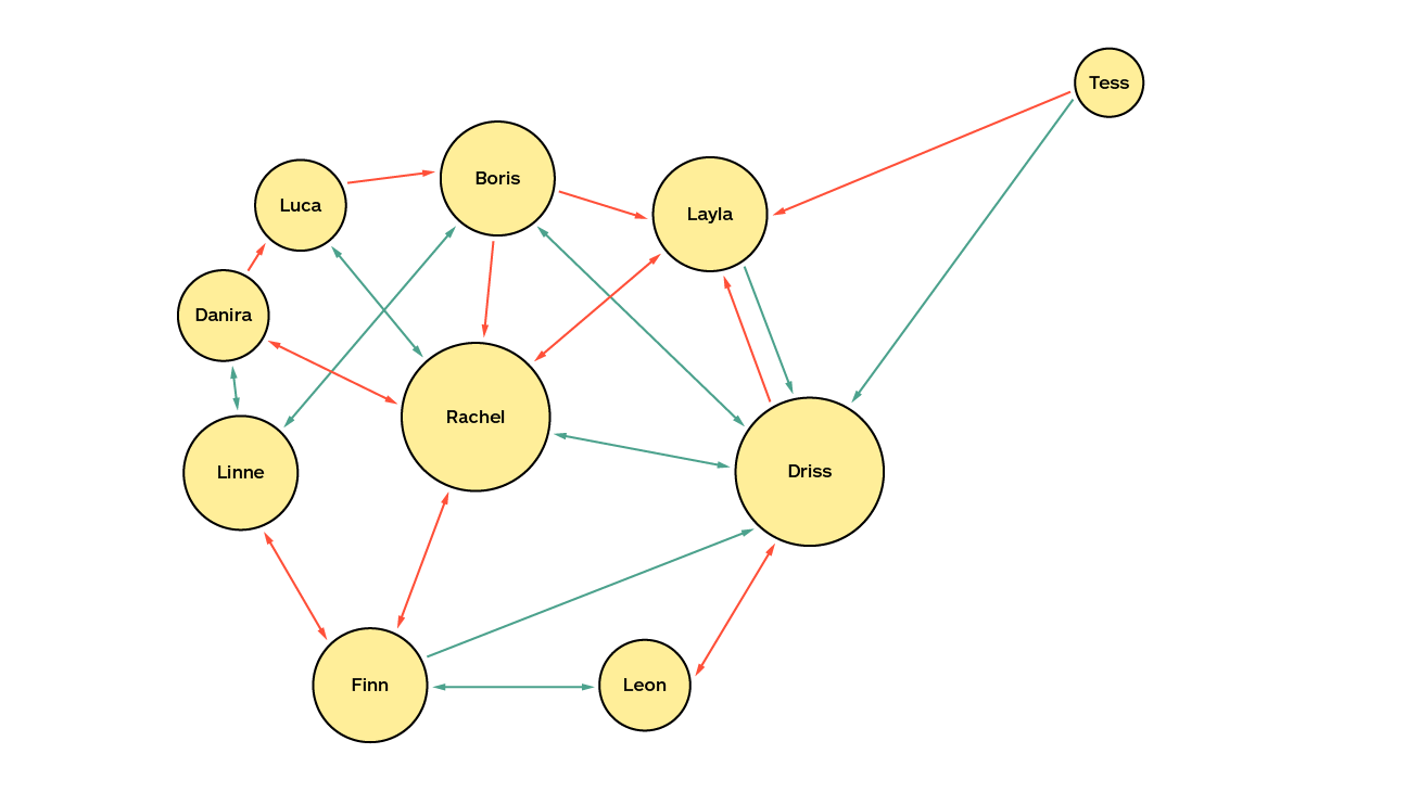 Voorbeeld van een sociogram