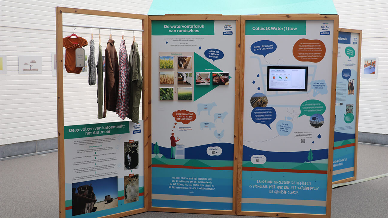 Foto van een zaal tijdens de expo 'Elke waterdruppel telt'