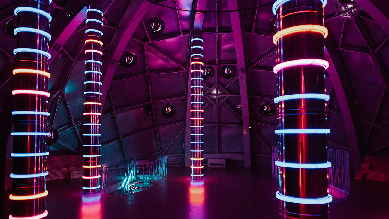 Het atomium tijdens de expo 'Nimbus'