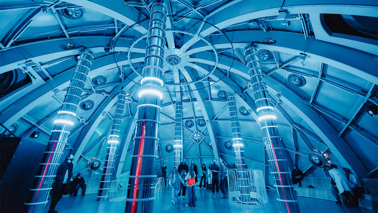 Het atomium tijdens de expo 'Nimbus'