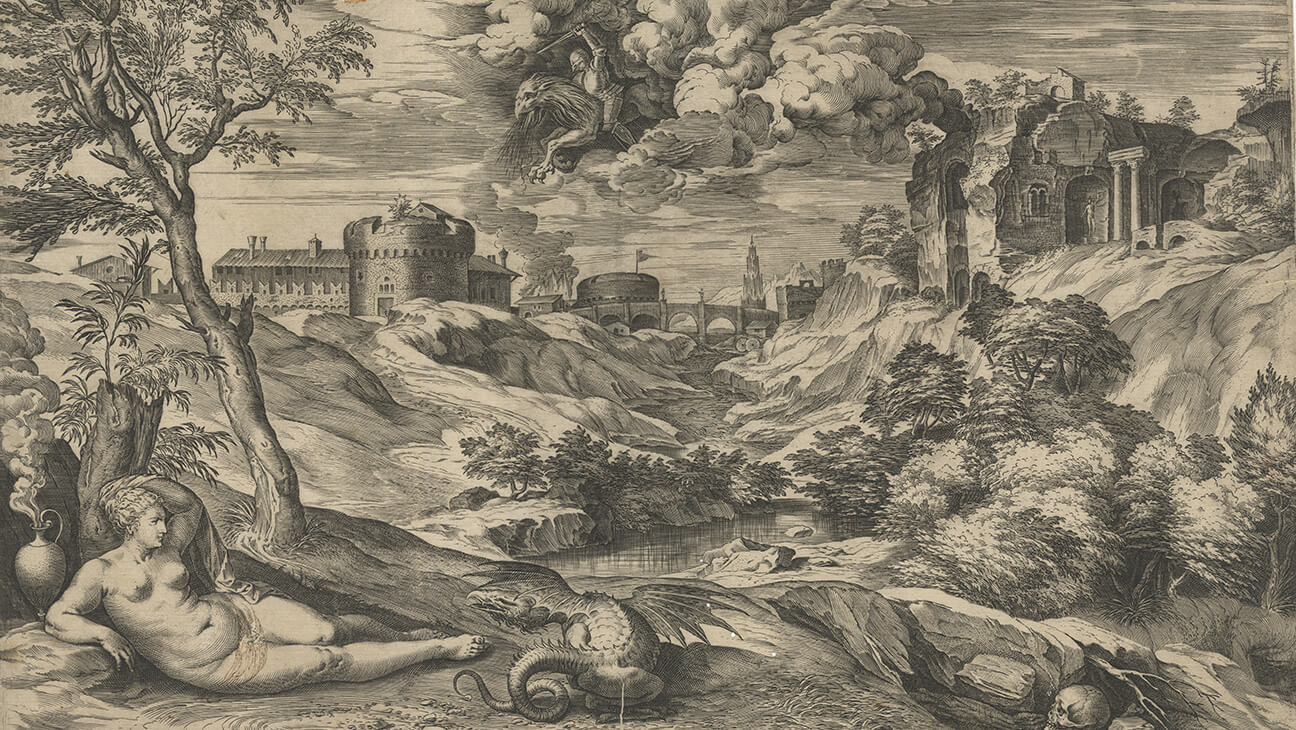 Oude gravure op de Expo Cornelis Cort. Un graveur hollandais à la conquête de l'Italie