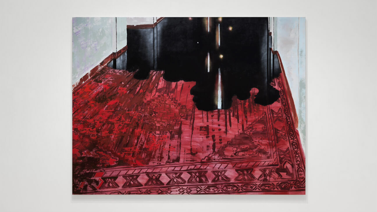 Installatiezicht van Voor onze ogen in Z33, Hasselt. Mohammed Sami, Emotional Home, 2024. ASOM Collection. Met dank aan de kunstenaar en Modern Art.