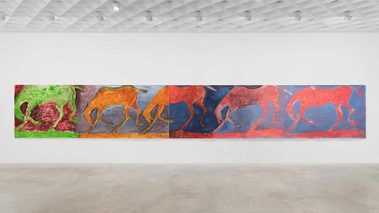 Installatiezicht van Voor onze ogen in Z33, Hasselt. Detail van Rosalind Nashashibi, The Return, 2026. Met dank aan de kunstenaar.