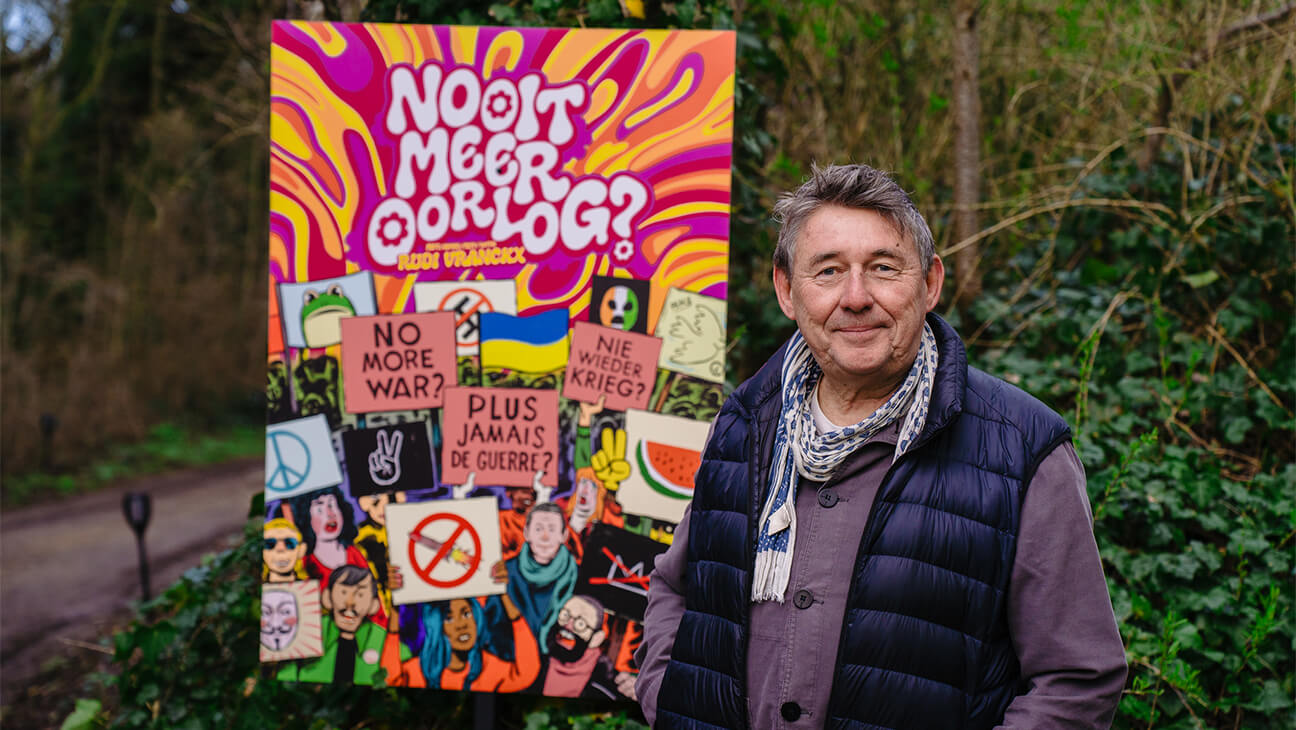 Campagnebeeld van de expo 'nooit meer oorlog'