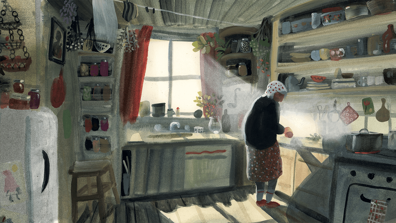 Illustratie van Sydney Smith, Uit De tuin van mijn Baba, Querido, 2023