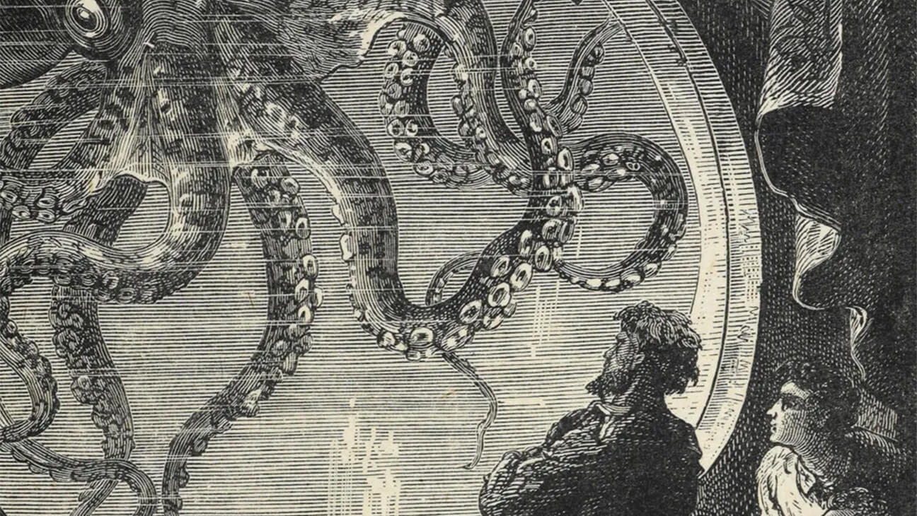 Campagnebeeld van de expo over Jules Verne