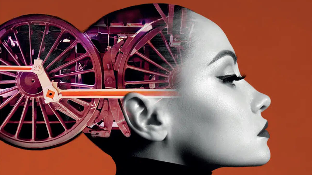 Campagnebeeld van de expo'Fashion and Trains'