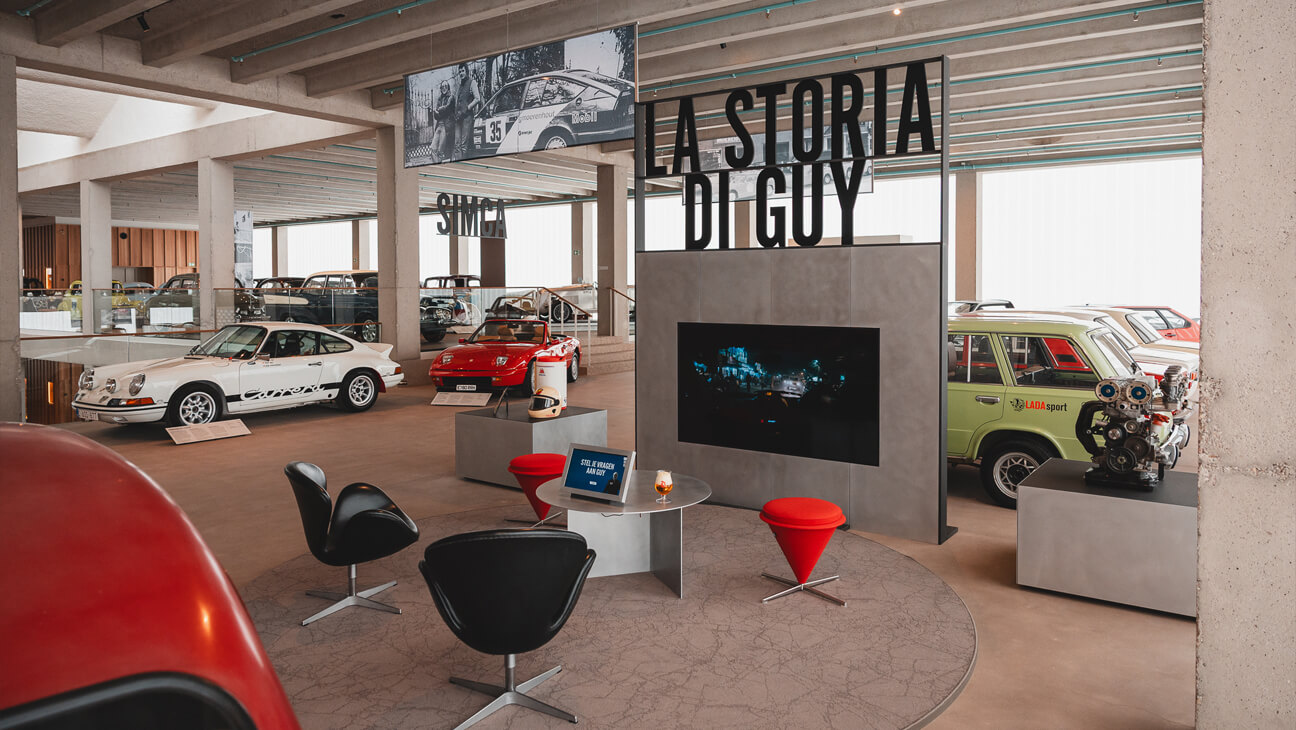 Oldtimers van Abarth op de expo 'SQUADRA Abarth & Rally Collection'