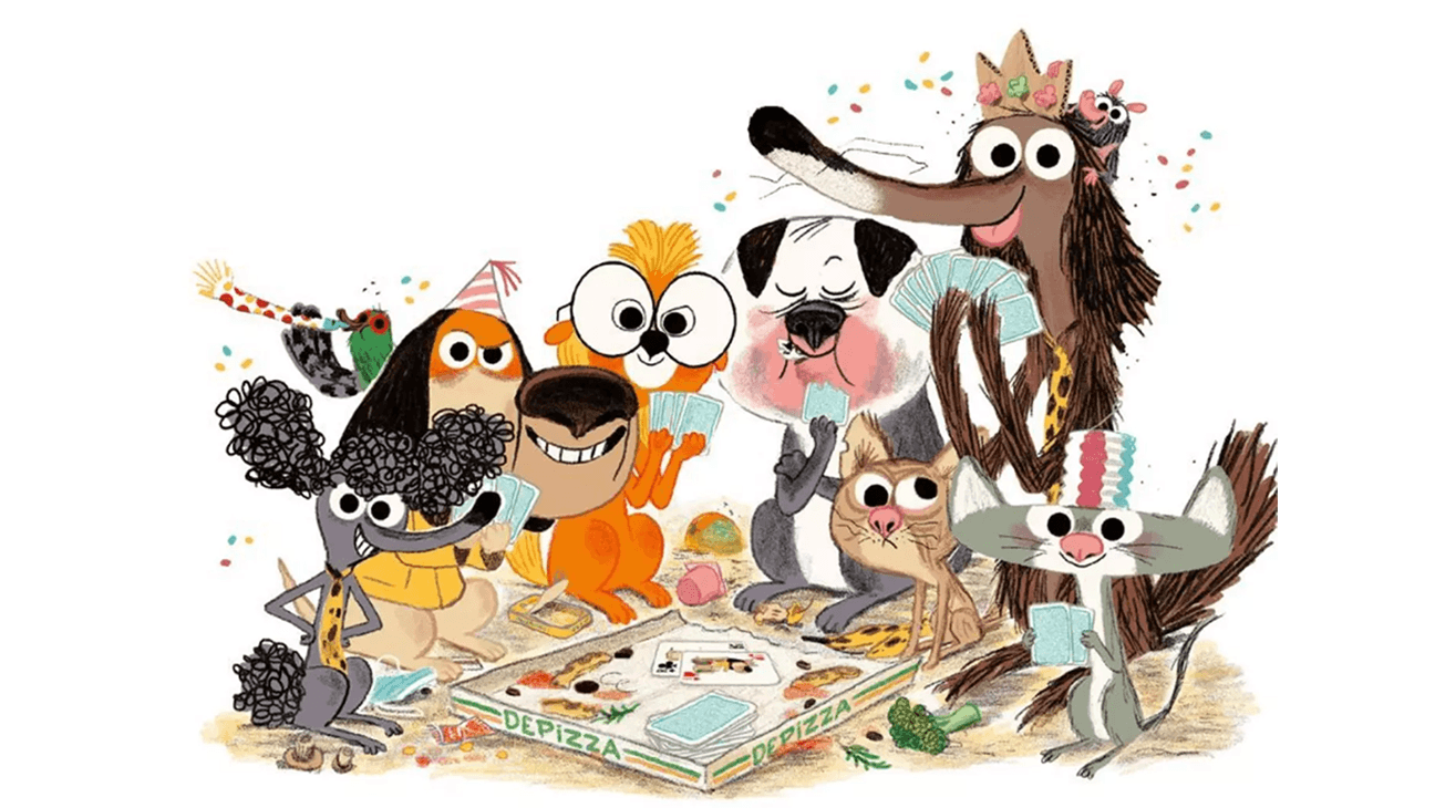 Tekening uit de populaire boekenreeks Stinkhond!