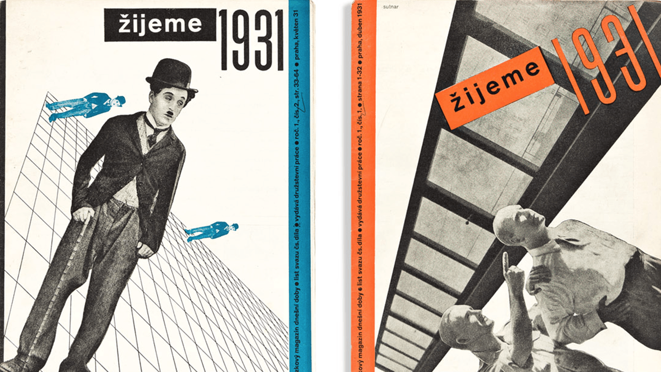 2 covers van het magazine 'Time' naast elkaar met links Charlie Chaplin en rechts een oude foto van 2 mannen
