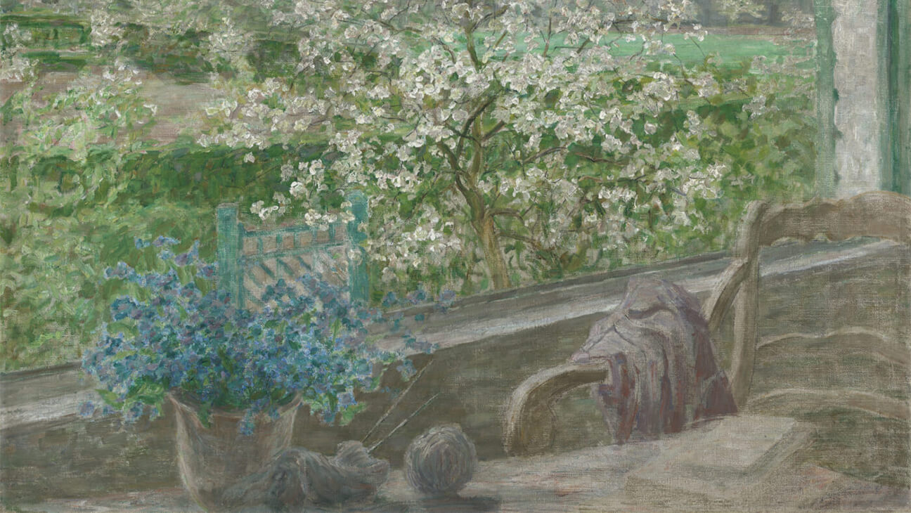 Stilleven van een bloempot op een vensterbank