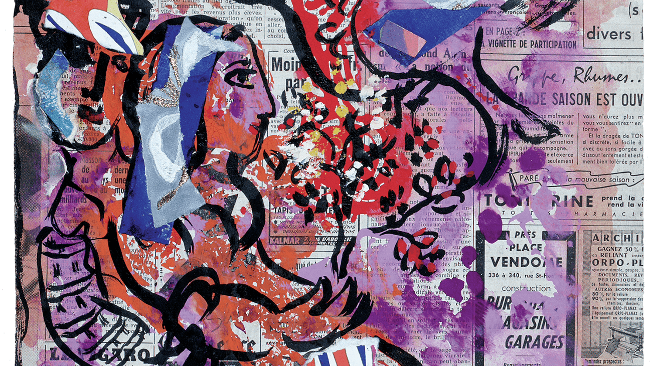 Kunstwerk 'Profil au coq' van Marc Chagall