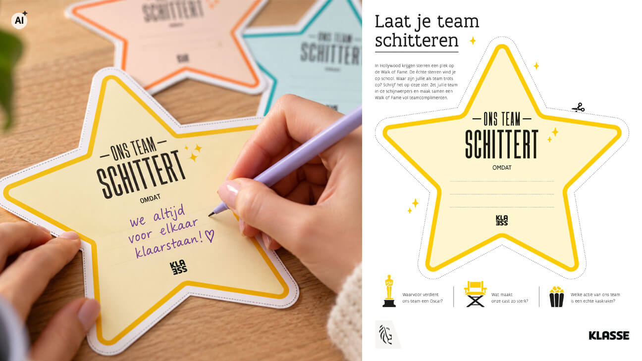 Dag van de Leraar: leraar die iets opschrijft voor zijn team te bedanken