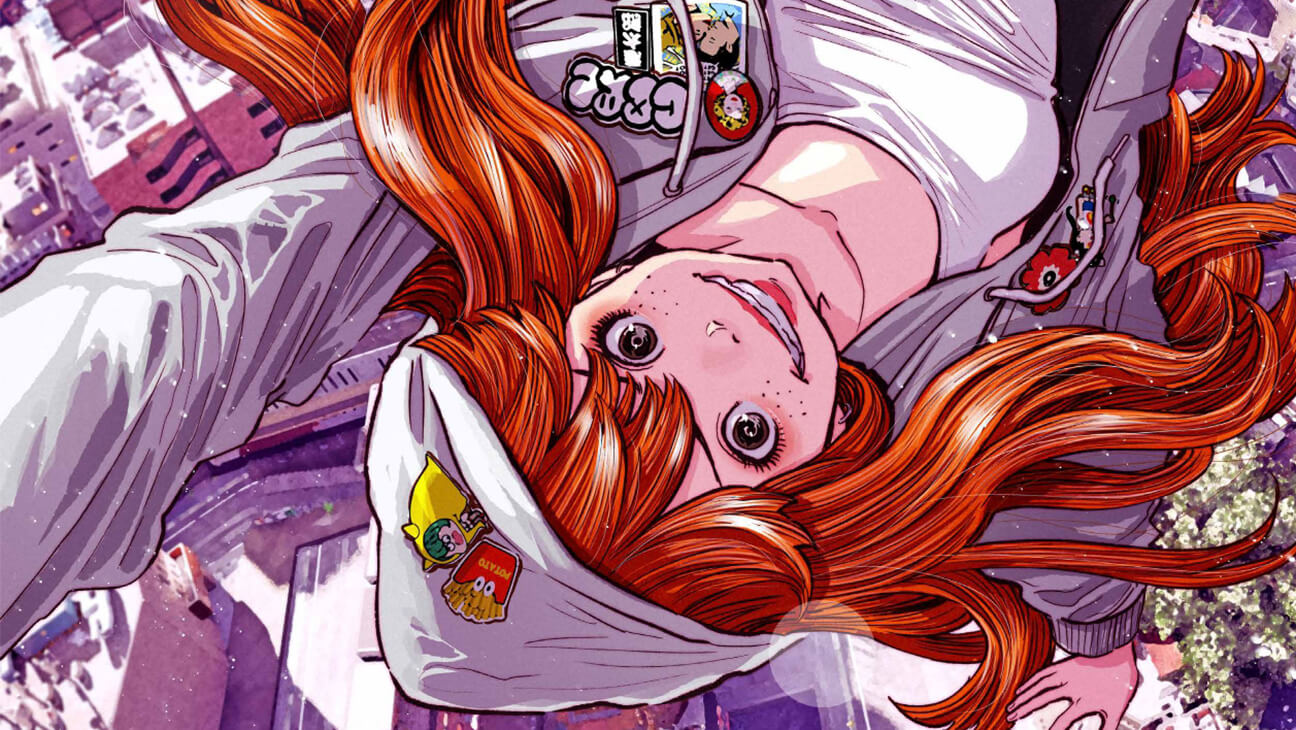 Mangafiguur met rood haar en witte muts