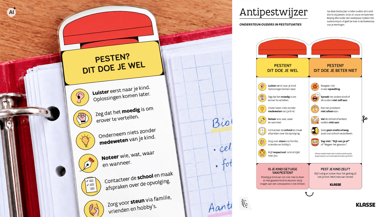 Klik & Print Antipestwijzer ligt tussen een open ringmap